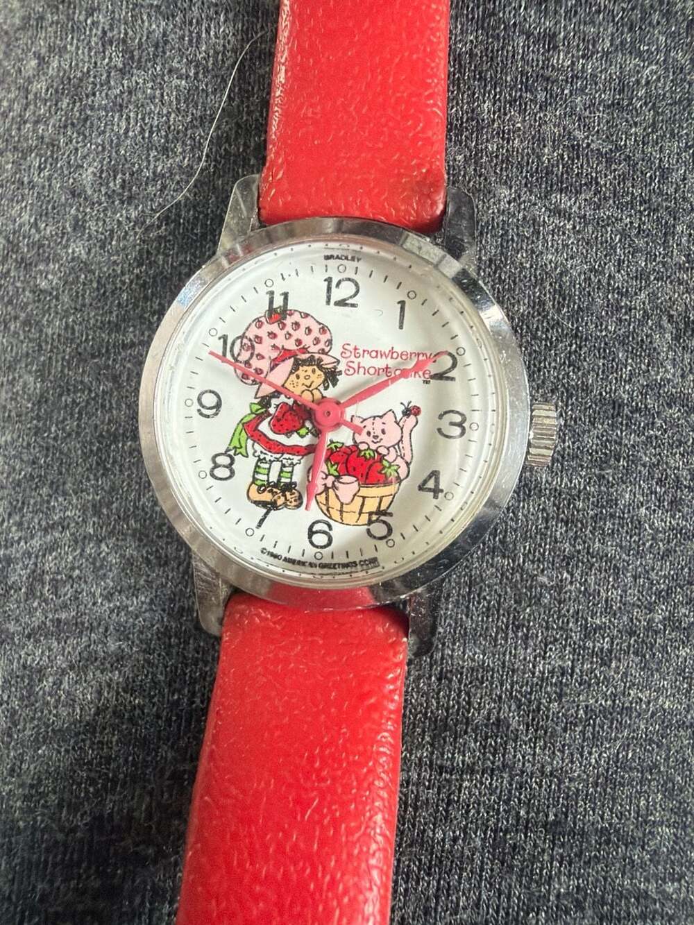 Vintage 1980 Bradley Strawberry Shortcake Watch with Red Strap